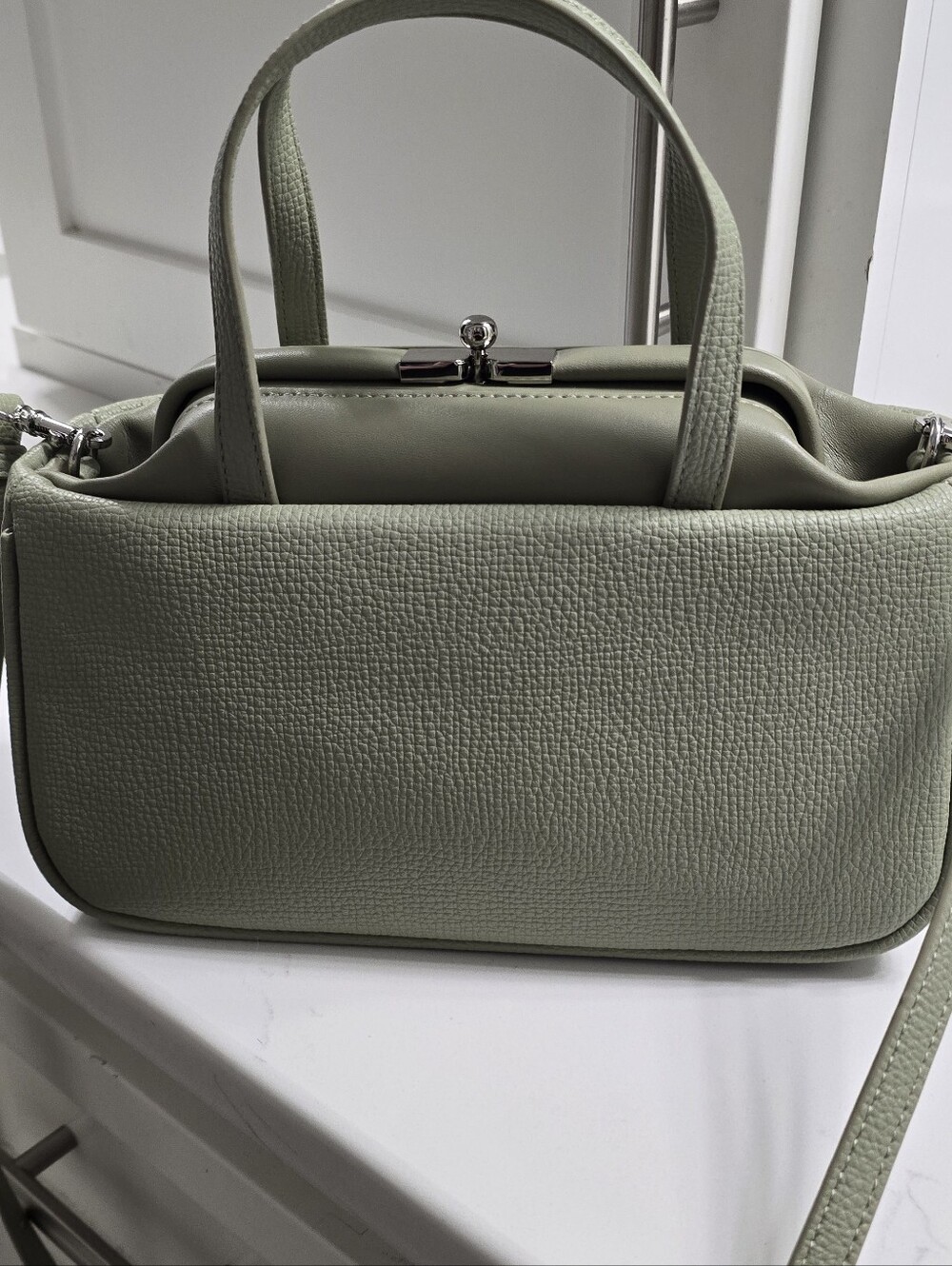 Sage Green Top-Handle Shoulder Bag